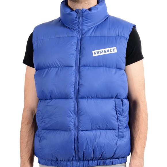 Versace Men's Logo Full Zip Sleeveless Parka Vest